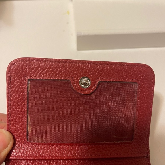 Women's Red Leather Strapless Trifold Wallet Solid Pebbles - Picture 11 of 12